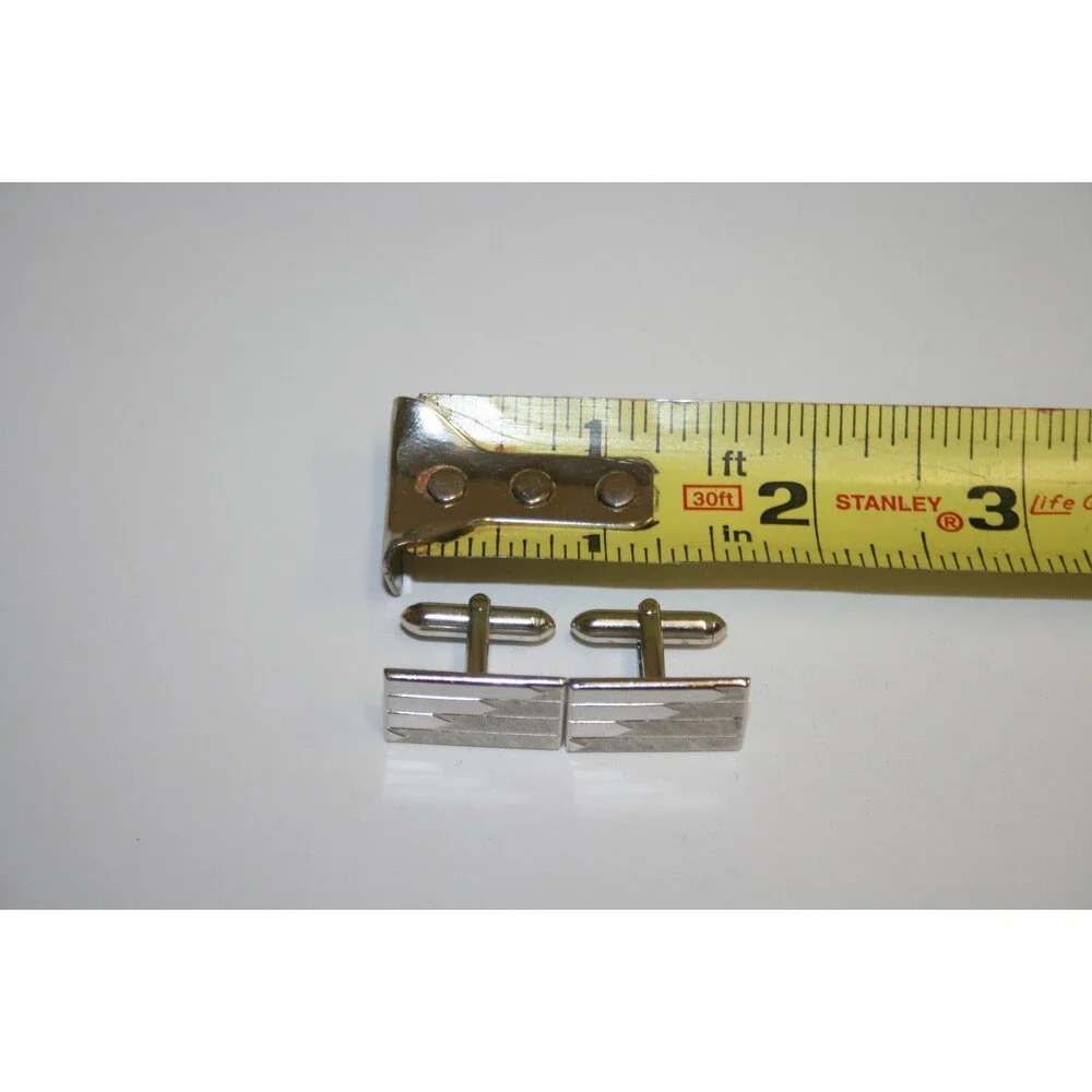 Vintage Chrome Silver Squared SWANK Mid Century Modern Cuff Links Set RARE